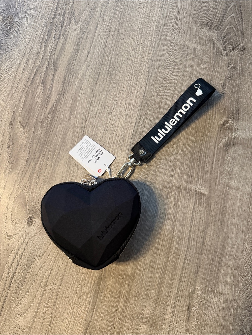 lululemon athletica Black Heart Wristlet Key & Card Holder SOLD OUT LIMITED ED